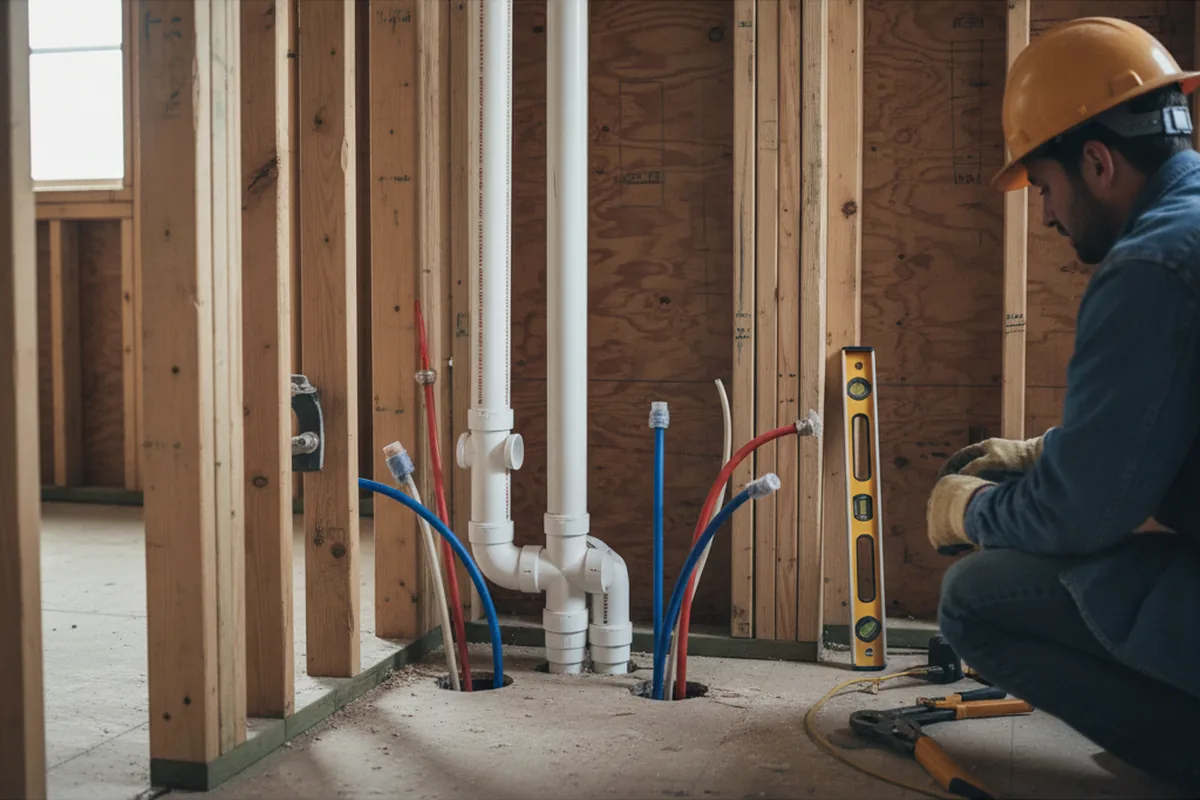 Drain and supply rough-in during Leak Detection in Oak Lawn